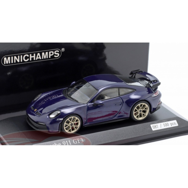1/43 Minichamps 2021 Porsche 911 (992) GT3 (Gentian Blue Metallic with Golden Wheels) Car Model