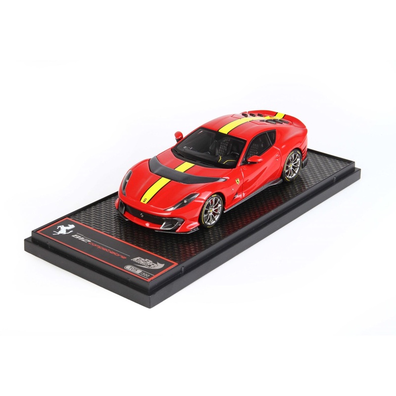 Ferrari - 812 Competizione 1:43 (2021) Red Corsa 322 - Yellow Stripe - BBR