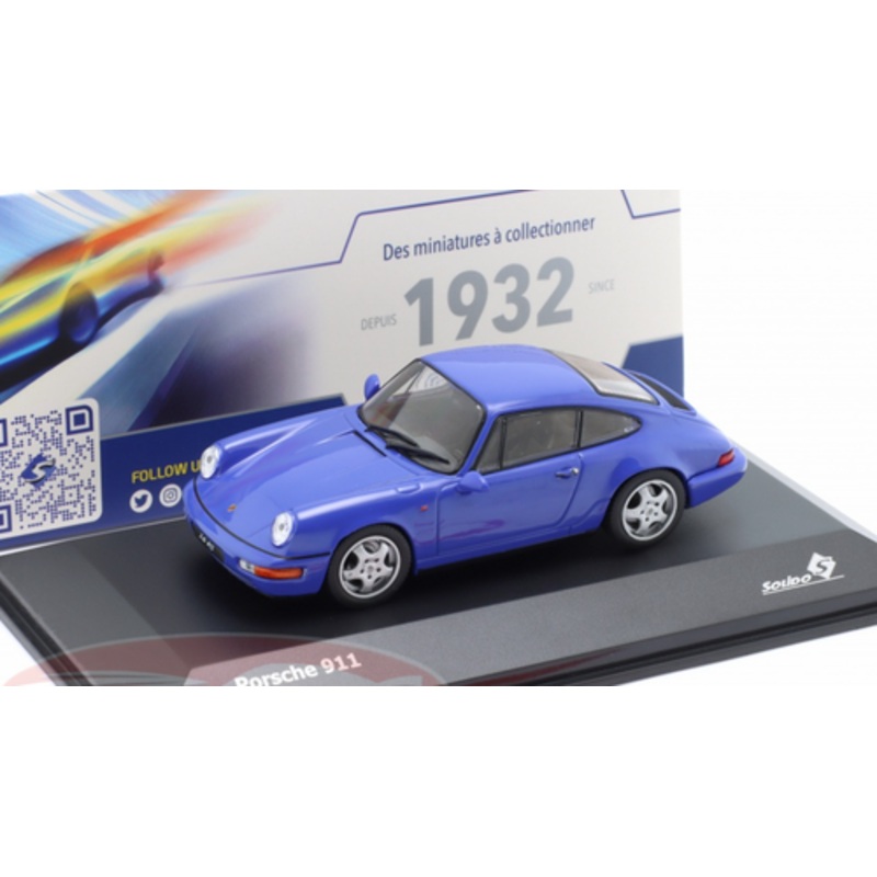 1/43 Solido 1992 Porsche 911 (964) Carrera RS (Maritime Blue) Diecast Car Model