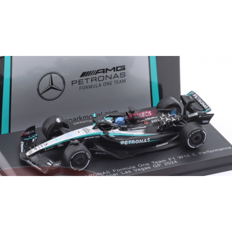 1/64 Spark 2024 Formula 1 Mercedes-AMG PETRONAS Formula One Team #63 F1 W15 E Performance Winner Las Vegas GP 2024 George Russell Car Model