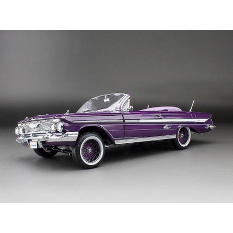 1/18 Sunstar 1961 Chevrolet Impala Open Convertible Lowrider (Purple) With Moveable Suspension Diecast Car Model