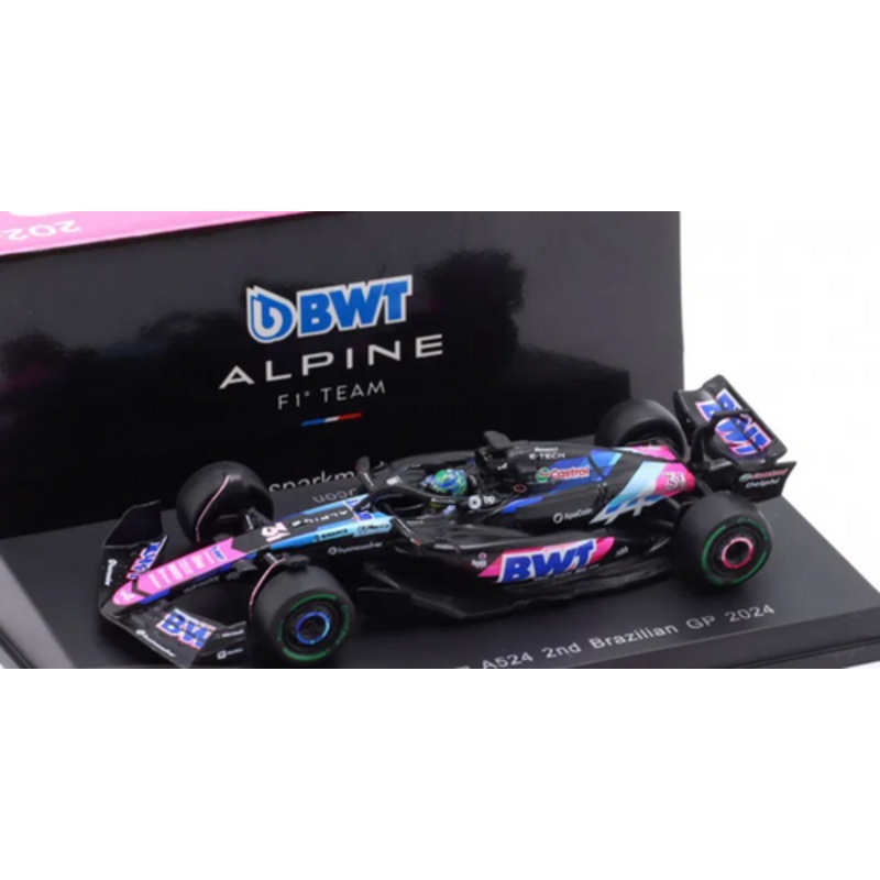 1/64 Spark 2024 Formula 1 BWT Alpine F1 Team A524 #31 2nd Place Brazilian GP 2024 Esteban Ocon Car Model