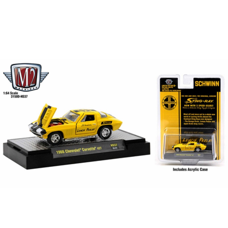 1/64 M2 Machines 1966 Chevrolet Corvette 427 Schwinn Lemon Peeler Diecast Car Model