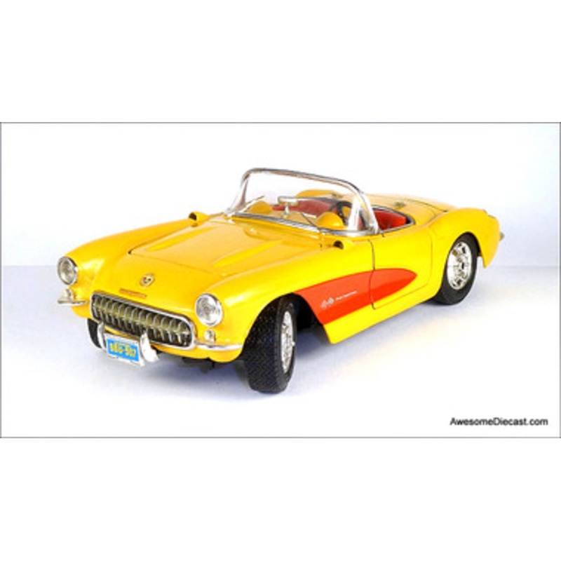 1957 Chevrolet Corvette - Yellow/Red 1:18 Diecast Model by Burago (Diamond Collection)