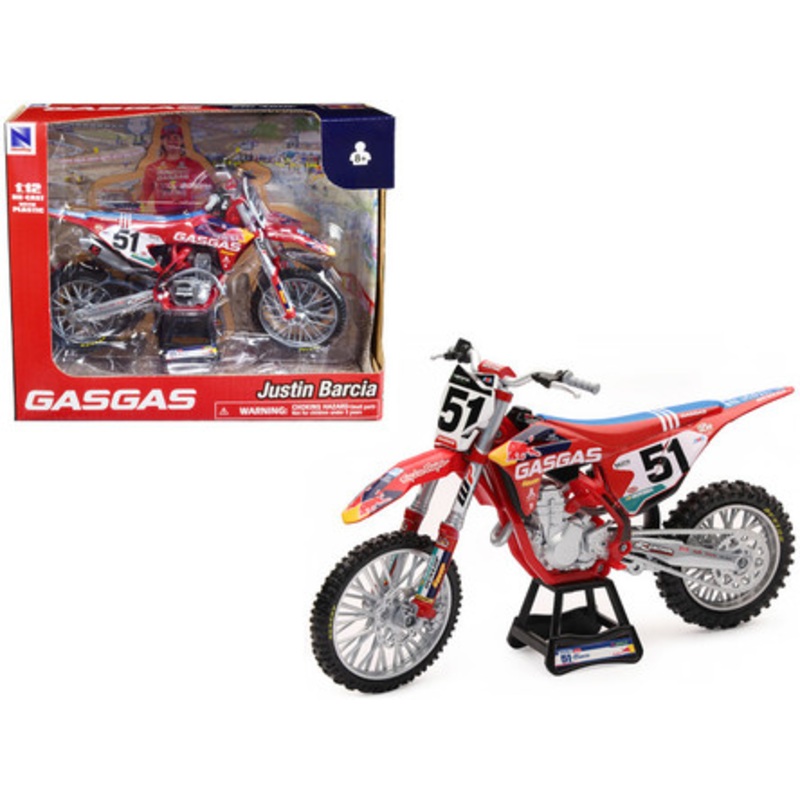 GasGas MC 450F Motorcycle #51 Justin Barcia "GasGas Factory Racing - Red Bull" 1/12 Diecast Model by New Ray