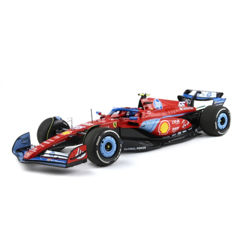 1/18 BBR 2024 Formula 1 Ferrari SF24 GP USA Miami Carlos Sainz Light Blue Livery Car Model