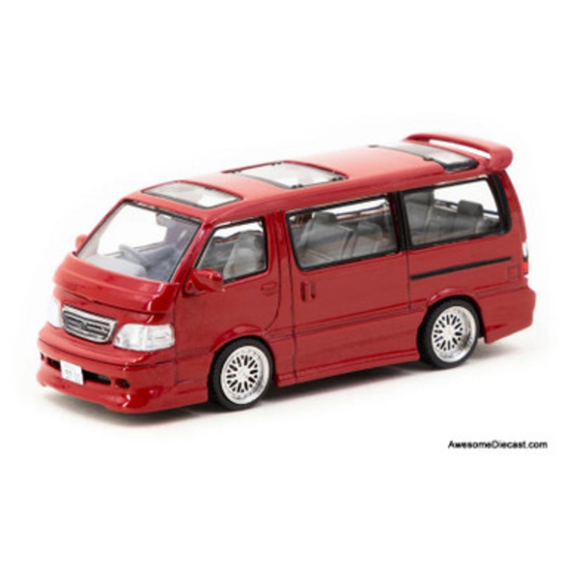 Toyota Hiace Wagon Custom, Red 1:64 Diecast Model Car by Tarmac Works