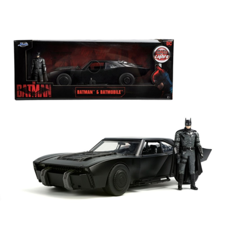 1/18 Jada 2022 "The Batman" Batmobile with Lights & Batman Figure Hollywood Rides Diecast Car Model