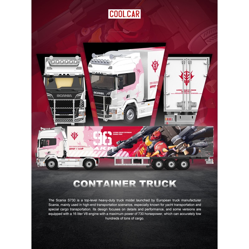 [Preorder] Cool Car 1:64 Scania Container Truck -RX-78 Pink Mecha Livery CC644023