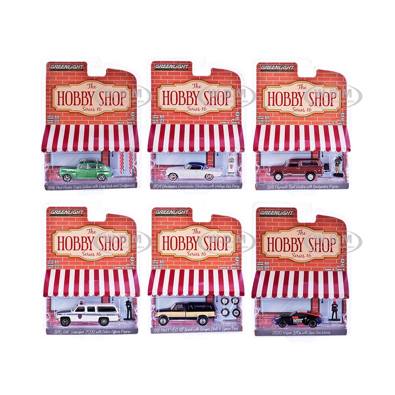 "The Hobby Shop" Set of 6 pieces Series 16 1/64 Diecast Model Cars by Greenlight