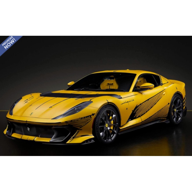 1/18 BBR Ferrari 812 Competizione Blank Sheet Inspiration (Yellow Tristrato) Car Model with Leather Case