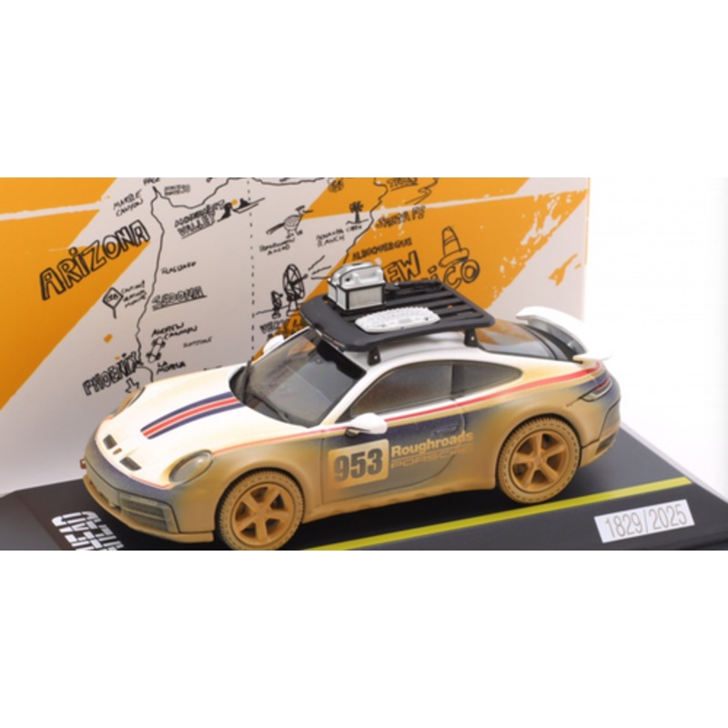 1/43 Dealer Edition Porsche 911 (992) Dakar AHEAD #953 Roughroads Rallye Design Paket Car Model