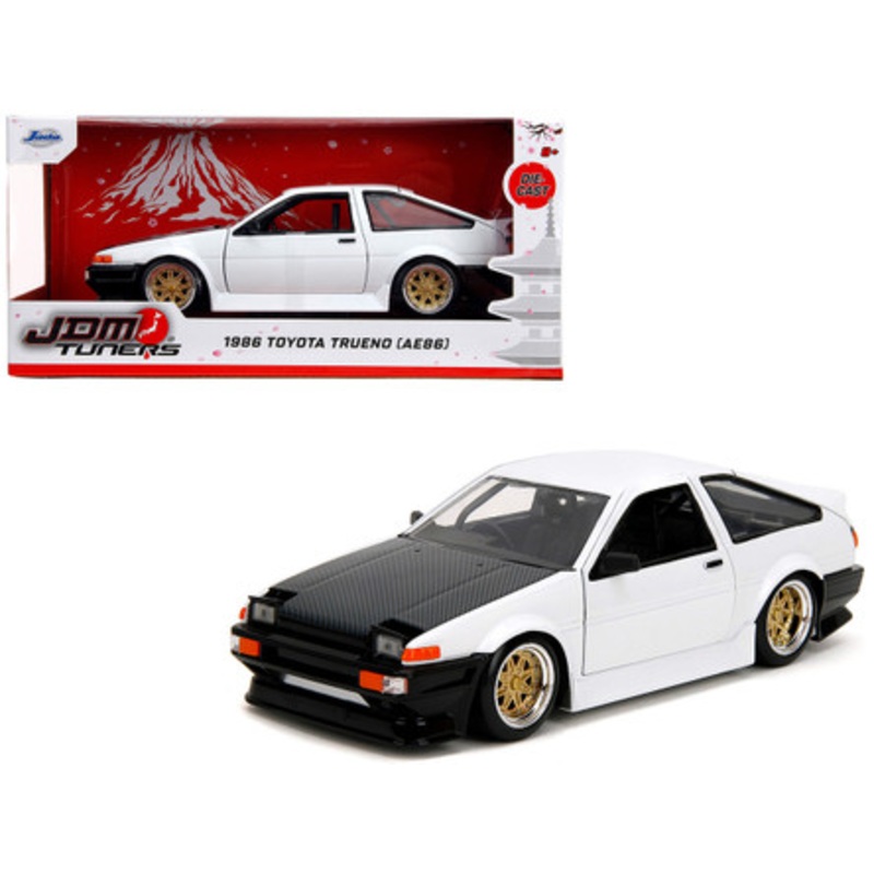 1/24 Jada Toyota Trueno AE86 (White with Black Hood) JDM Tuners Diecast Car Model