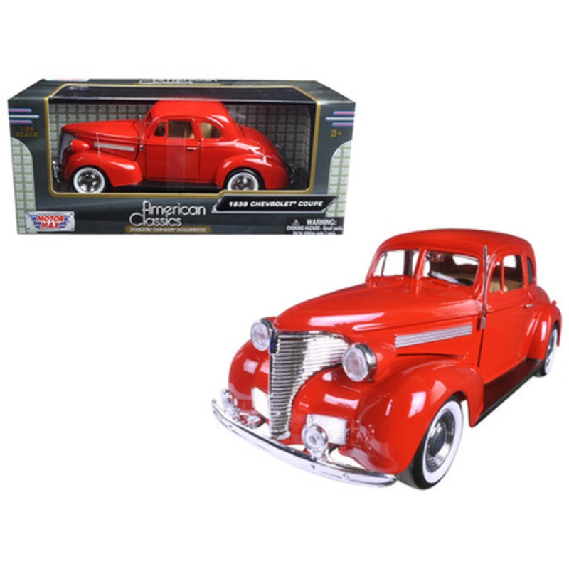 1939 Chevrolet Coupe Red 1/24 Diecast Model Car by Motormax