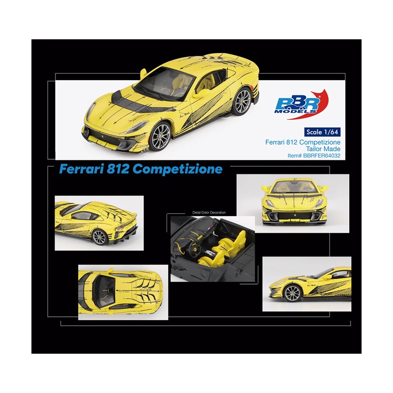 [Preorder] BBR Model 1:64 Ferrari 812 Competizione Tailor Made  Matte Yellow  Limited Edition BBRFER64032