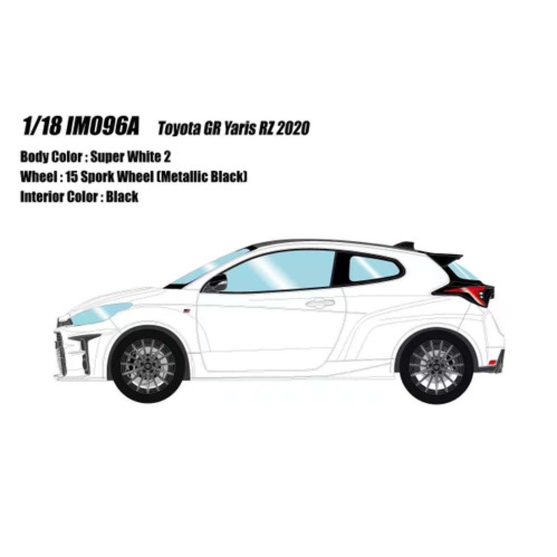 1/18 Make Up 2020 Toyota GR Yaris RZ (Super White 2 with Metallic Black 15 Spork Wheels) Resin Car Model