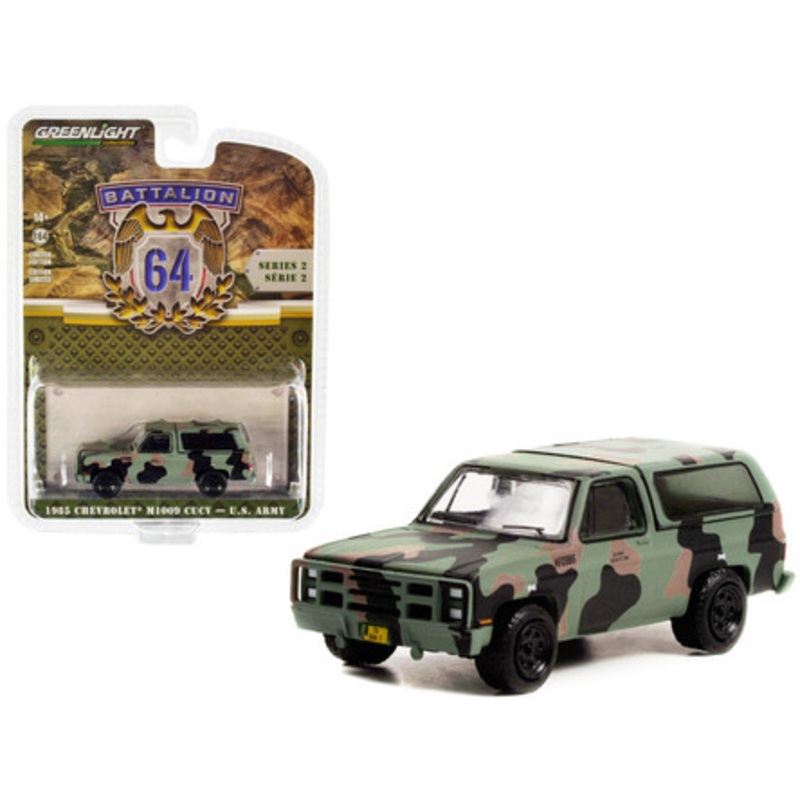 1/64 Greenlight 1985 Chevrolet M1009 CUCV Camouflage "U.S. Army" "Battalion 64" Release 2 Diecast Car Model