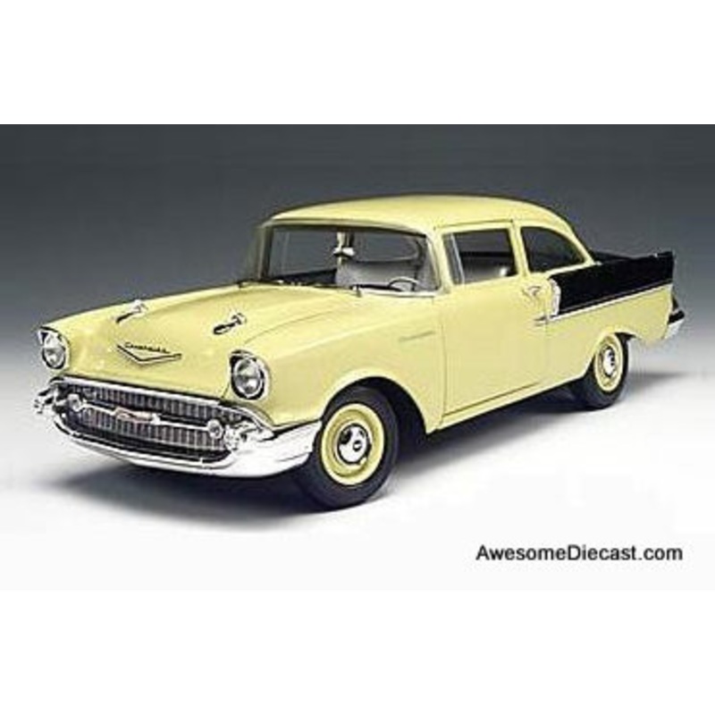 1957 Chevrolet 150 Utility Sedan, Yellow/Black 1:18 Diecast Model Car by Highway 61