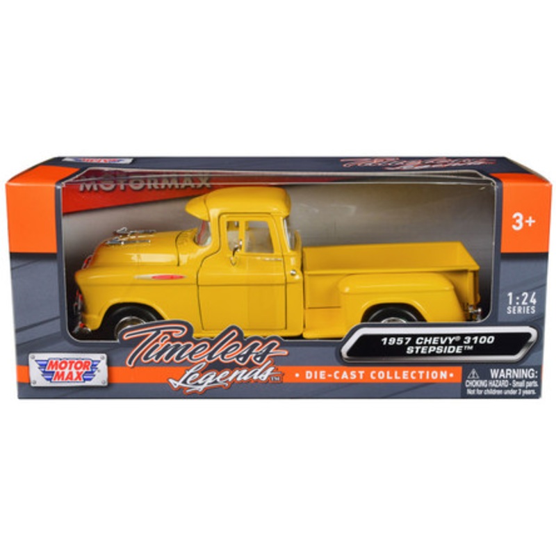 1/24 Motormax 1957 Chevrolet 3100 Stepside Pickup Truck (Yellow) Diecast Car Model
