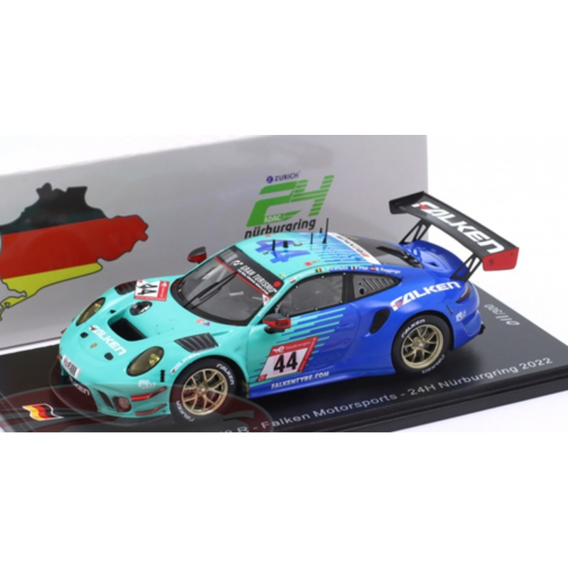 1/43 Spark 2022 Porsche 911 GT3 R #44 24h Nrburgring Falken Motorsports Klaus Bachler, Alessio Picariello, Patrick Pilet, Martin Ragginger Car Model