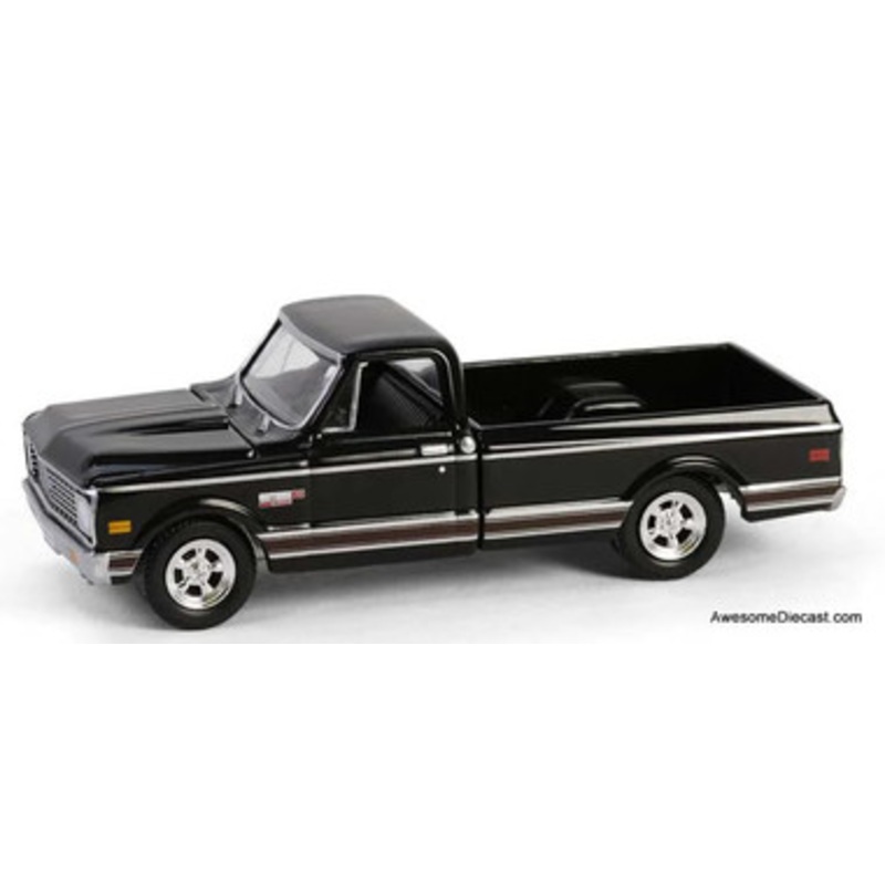1972 Chevrolet Cheyenne C10 Short Bed, Black 1:64 Diecast Model Truck by Greenlight