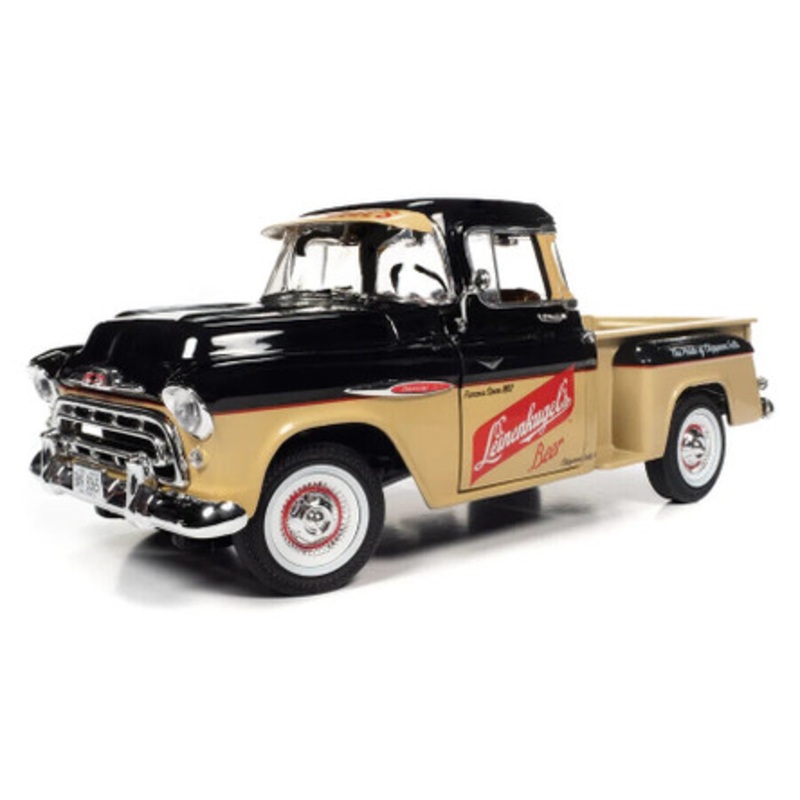 1/18 Auto World 1957 Chevrolet 3100 Stepside Pickup Truck Leinenkugle's Diecast Car Model