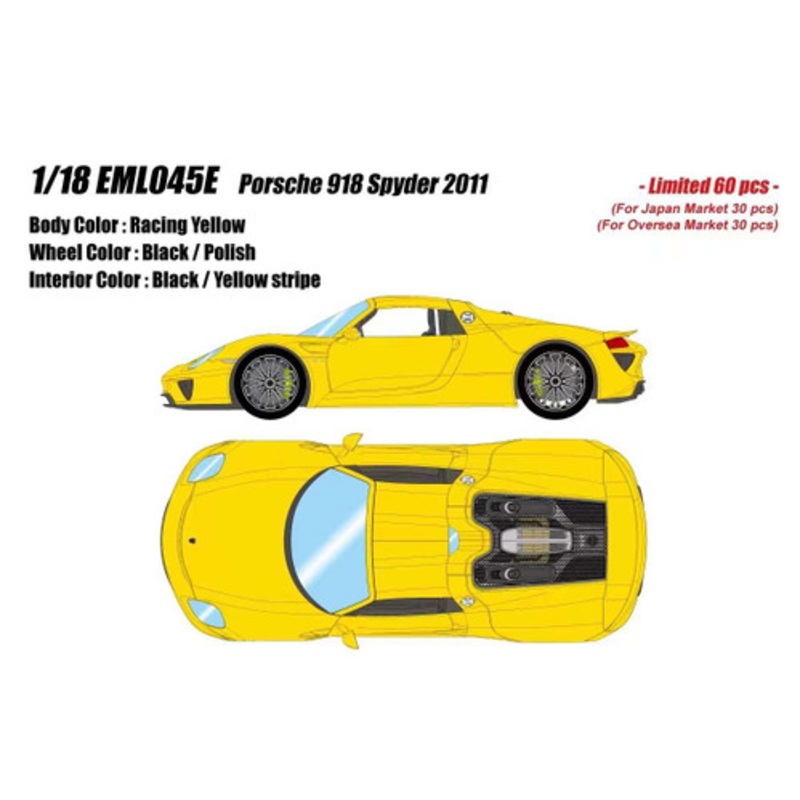 1/18 Makeup 2011 Porsche 918 Spyder (Racing Yellow) Car Model