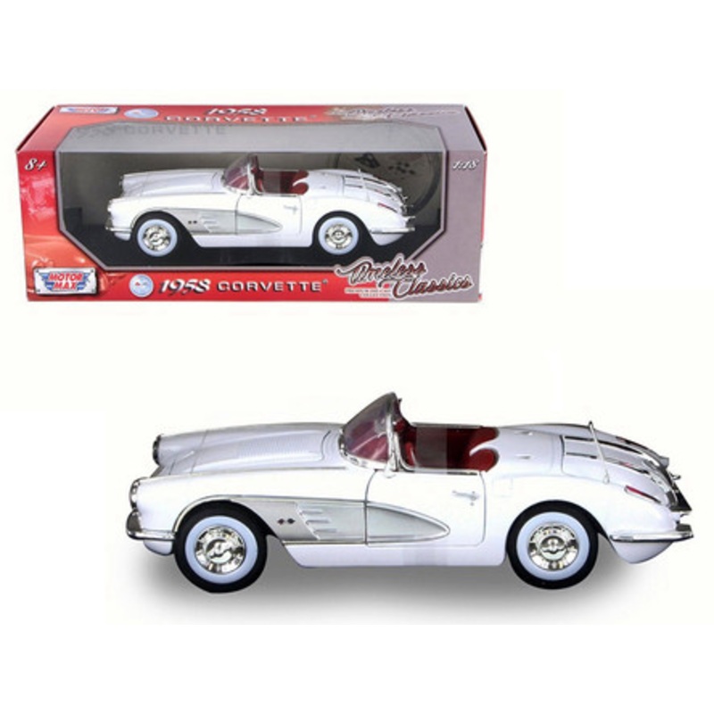 1958 Chevrolet Corvette White Timeless Classics 1/18 Diecast Model Car by Motormax