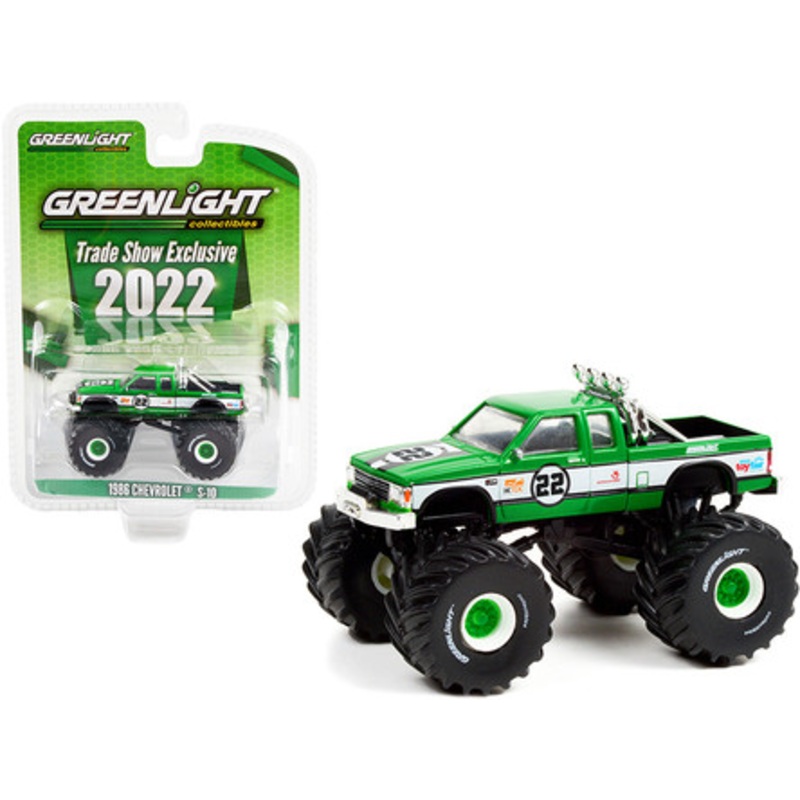 1986 Chevrolet S-10 Extended Cab Monster Truck Green #22 "GreenLight Trade Show Exclusive" (2022) 1/64 Diecast Model Car by Greenlight