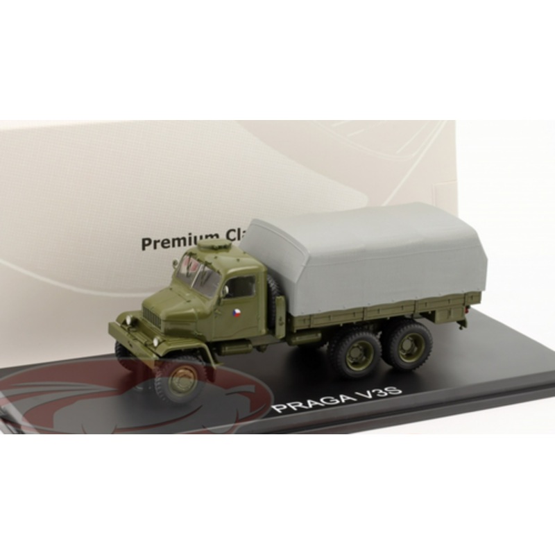 1/43 Premium Classixxs Praga V3S flatbed Truck with Tarp Military Vehicle (Olive Green) Car Model