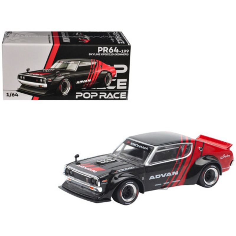 1/64 Poprace Nissan Skyline GT-R Drift Kenmeri Advan Livery Car Model