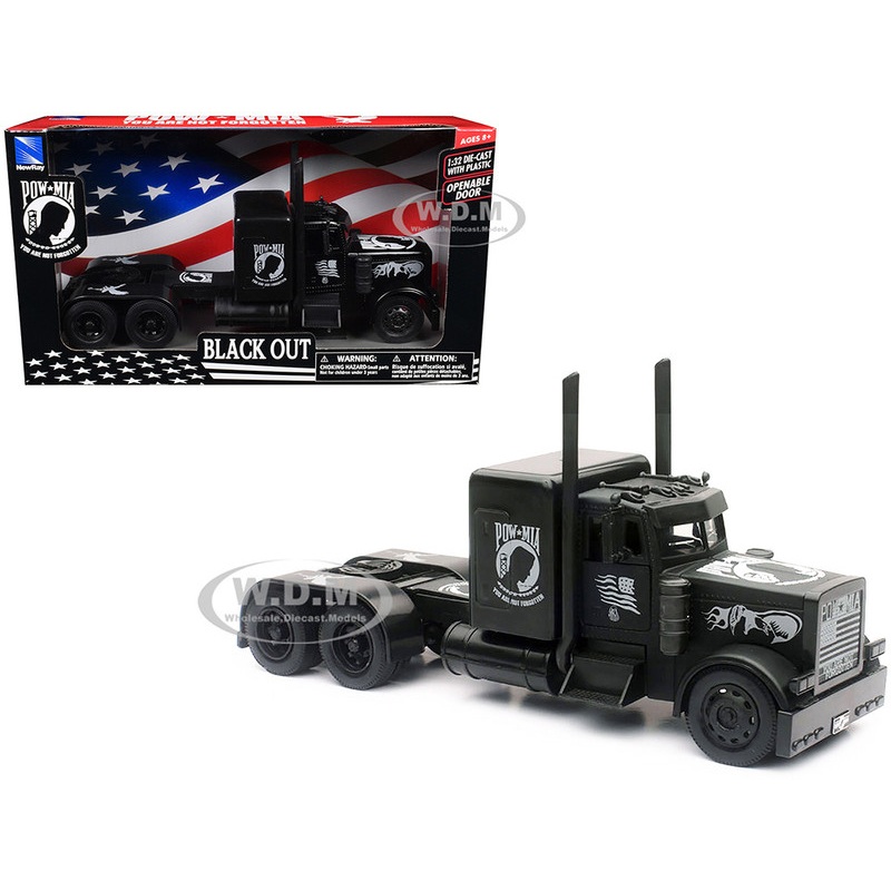 Peterbilt Custom Truck Black Out "POW-MIA You Are Not Forgotten" 1/32 Diecast Model by New Ray