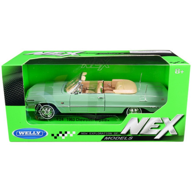 1963 Chevrolet Impala Convertible Light Green "NEX Models" 1/24 Diecast Model Car by Welly