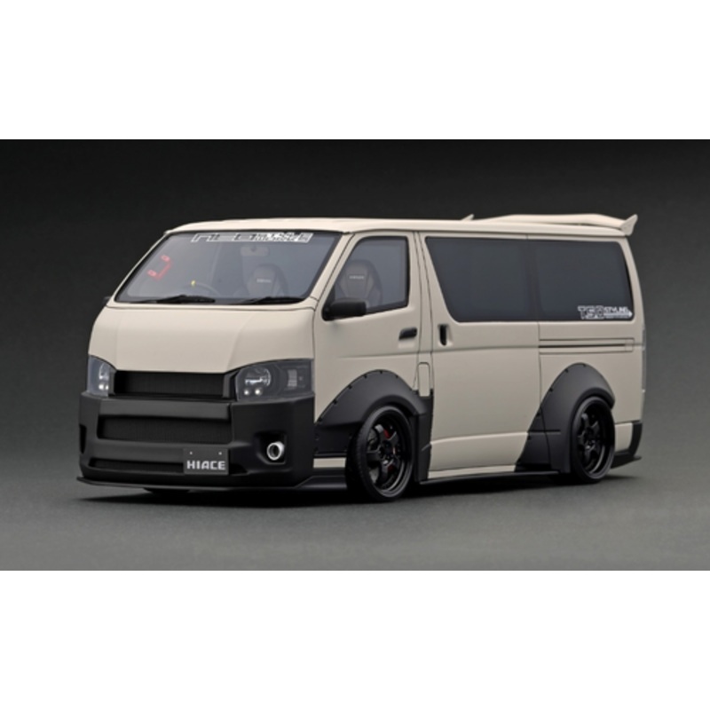 1/18 Ignition Model TSD Works Toyoyta Hiace Matte Sand Beige With Roof Rack