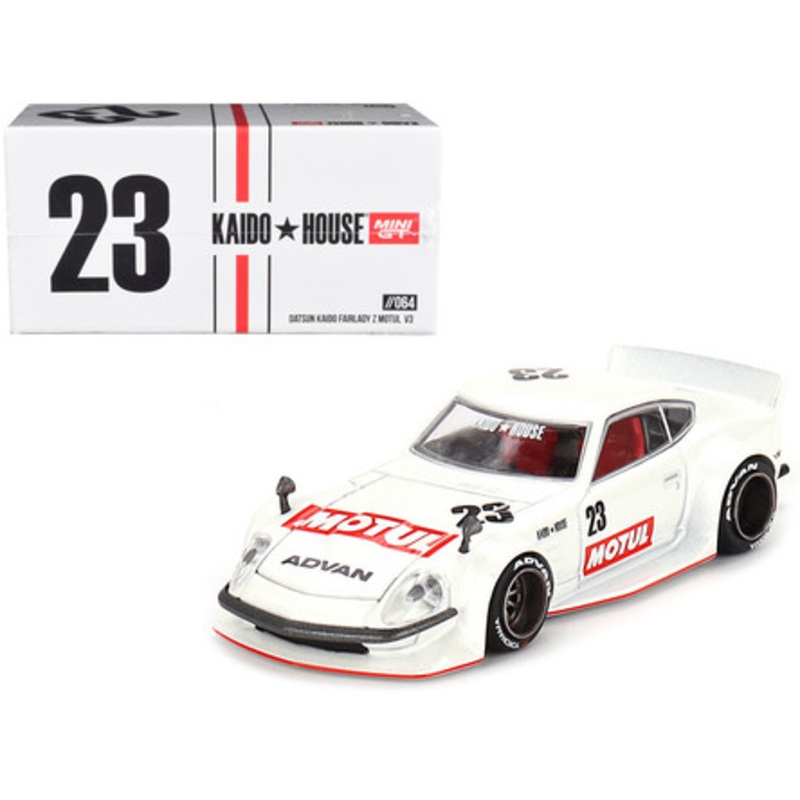 1/64 Kaido House Datsun KAIDO Fairlady Z MOTUL V3 #23 (White) Diecast Car Model