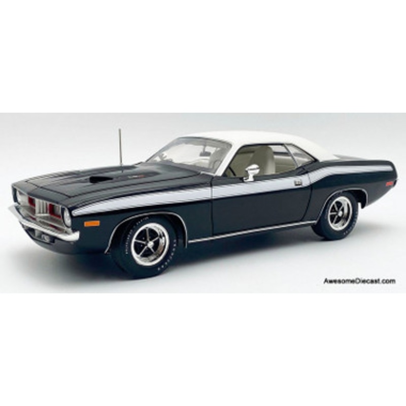 1972 Plymouth Cuda 340, Black 1:18 Diecast Model Car by ACME