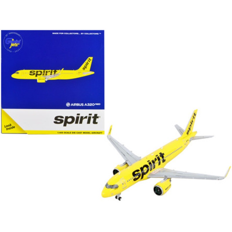 Airbus A320neo Commercial Aircraft "Spirit Airlines" Yellow 1/400 Diecast Model Airplane by GeminiJets