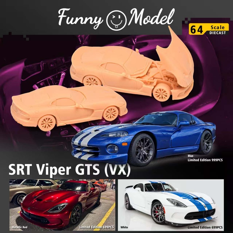 [Preorder] Funny Model 1:64 Dodge Viper GTS (3 Colours) Blue