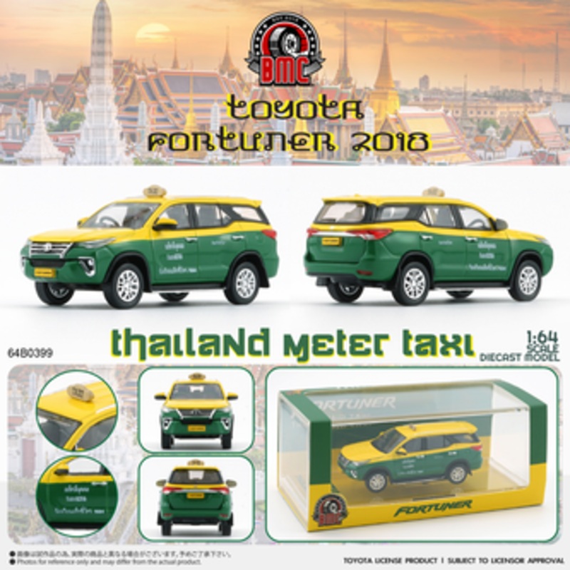 1/64 BMC 2018 Toyota Fortuner Thailand Taxi Diecast Car Model