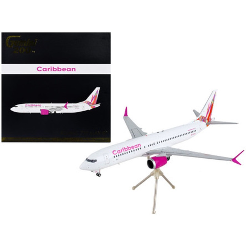 Boeing 737 MAX 8 Commercial Aircraft "Caribbean Airlines" White with Pink Tail "Gemini 200" Series 1/200 Diecast Model Airplane by GeminiJets
