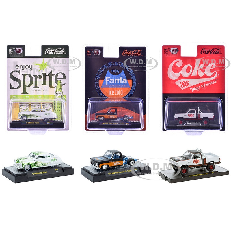 "Sodas" Set of 3 pieces Release 54 Limited Edition to 10000 pieces Worldwide 1/64 Diecast Model Cars by M2 Machines