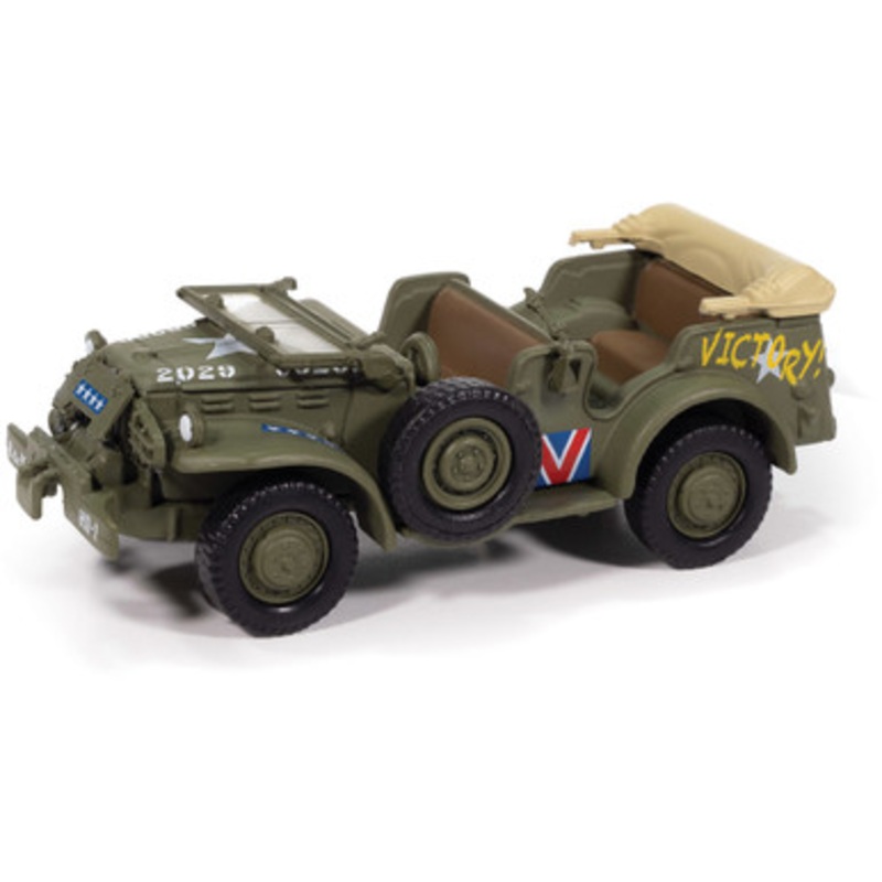 WWII Dodge WC57 Command Car Parade Vehicle VE Victory Europe - Army Green 1:64 Scale Diecast Model Truck by Johnny Lightning