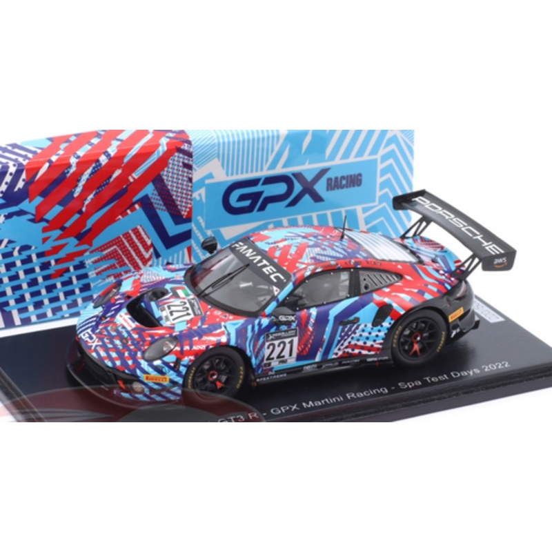 1/43 Spark 2022 Porsche 911 GT3 R #221 Test Days 24h Spa GPX Martini Racing Richard Lietz, Michael Christensen, Kevin Estre Car Model