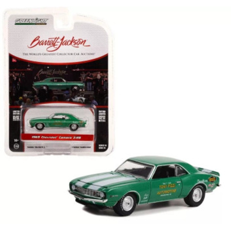 1/64 Greenlight 1969 Chevrolet Camaro Z/28 Z28 Tony Pizzi Automotive (Green) Diecast Car Model