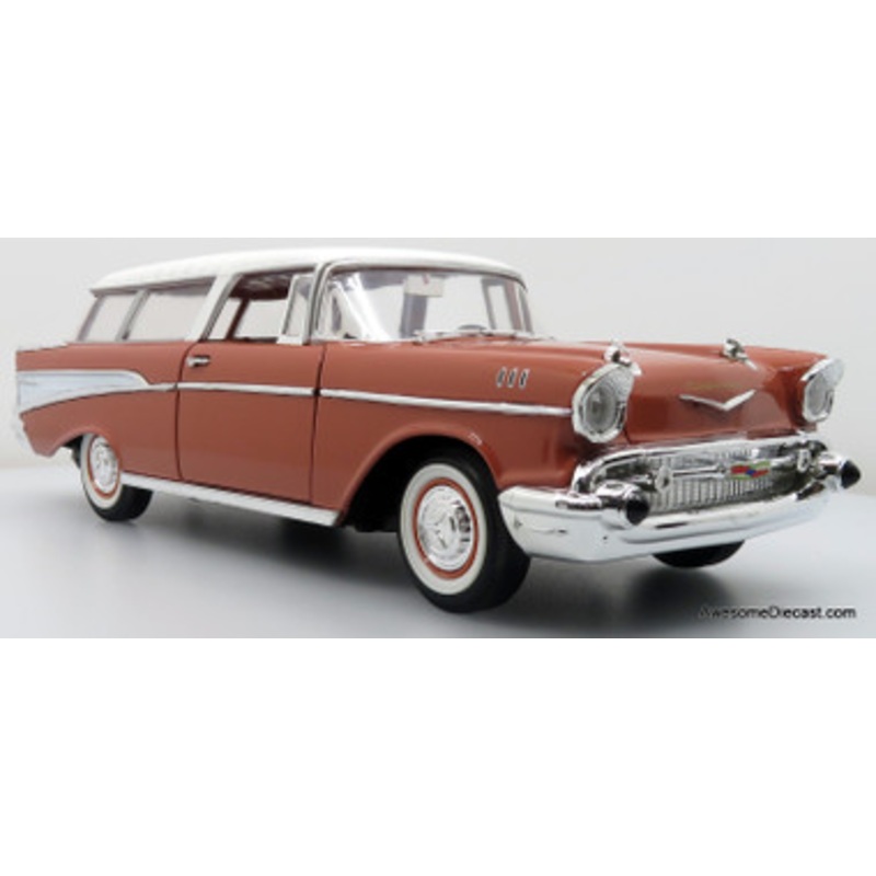 1957 Chevrolet Nomad, Two-Tone Pink & White 1:18 Die Cast Model Car by Road Signature
