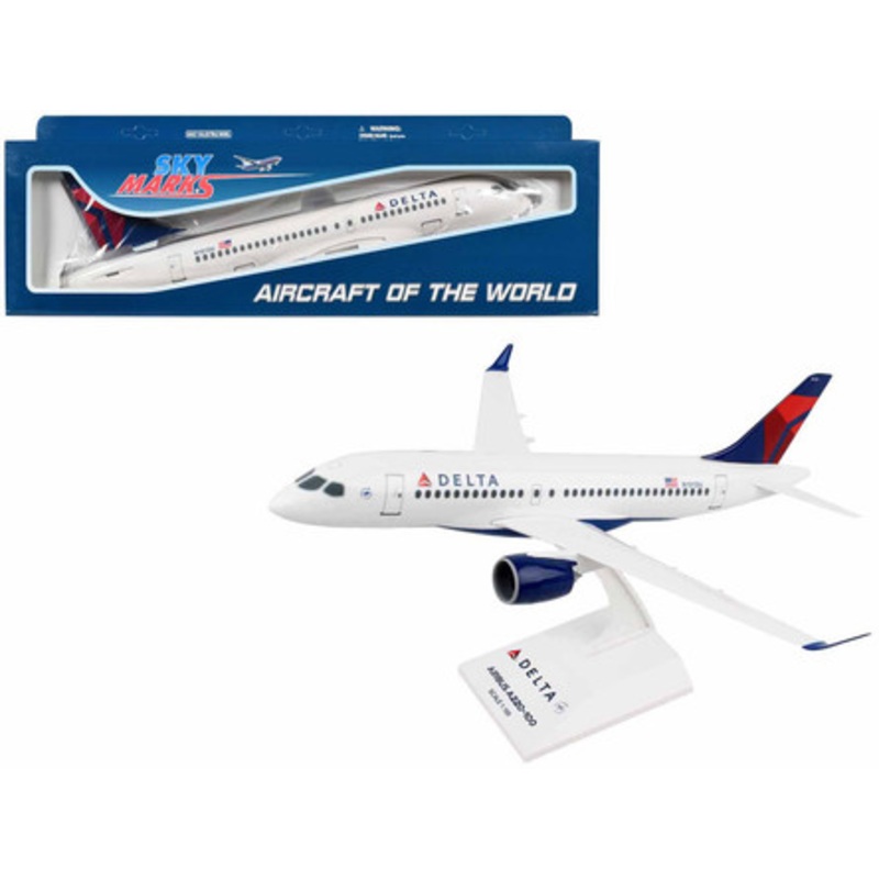 Airbus A220-100 Commercial Aircraft "Delta Air Lines" (N101DU) White with Red and Blue Tail (Snap-Fit) 1/100 Plastic Model by Skymarks