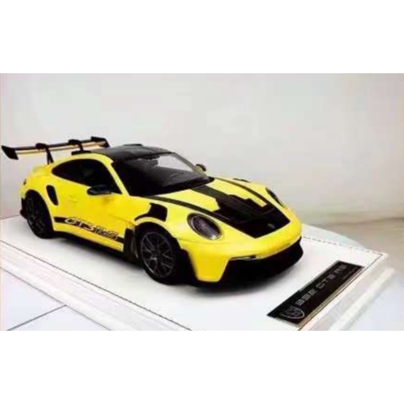 1/18 AI Model Porsche 911 GT3 RS 992 (Racing Yellow) Car Model with Black Base Limited 38 Pieces