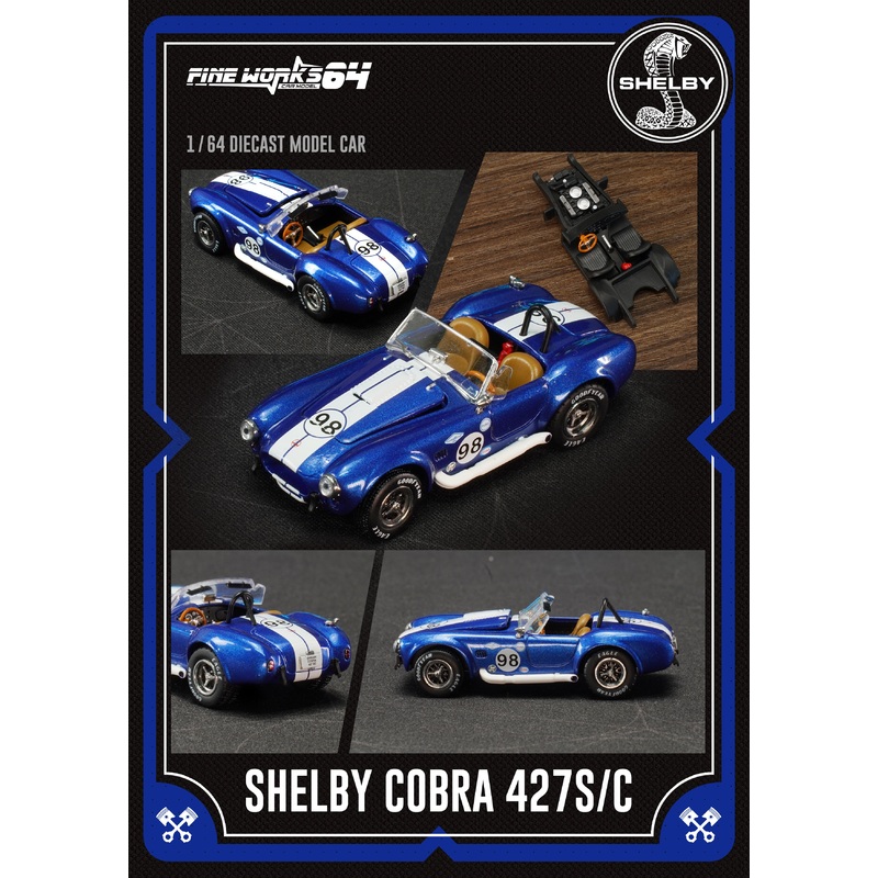 [Preorder] Fine works64 1:64 Shelby COBRA 427 S/C - #98 Blue Champion