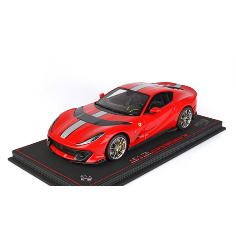 1/18 BBR 2021 Ferrari 812 Competizione (Rosso Corsa 322 Red with Grey Stripe) Resin Car Model Limited 48 Pieces