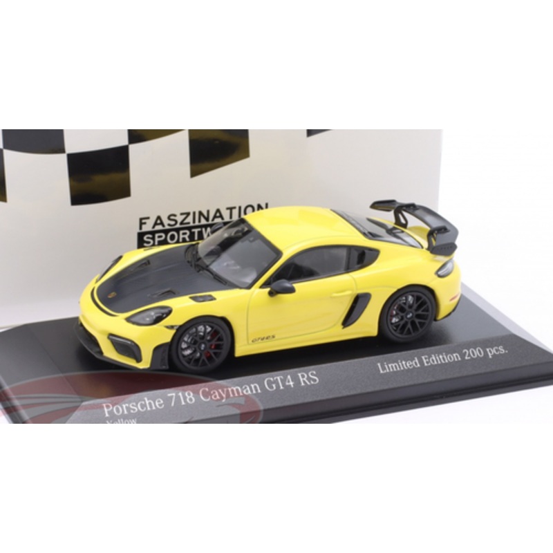 1/43 Minichamps 2021 Porsche 718 (982) Cayman GT4 RS (Yellow with Black Wheels) Car Model